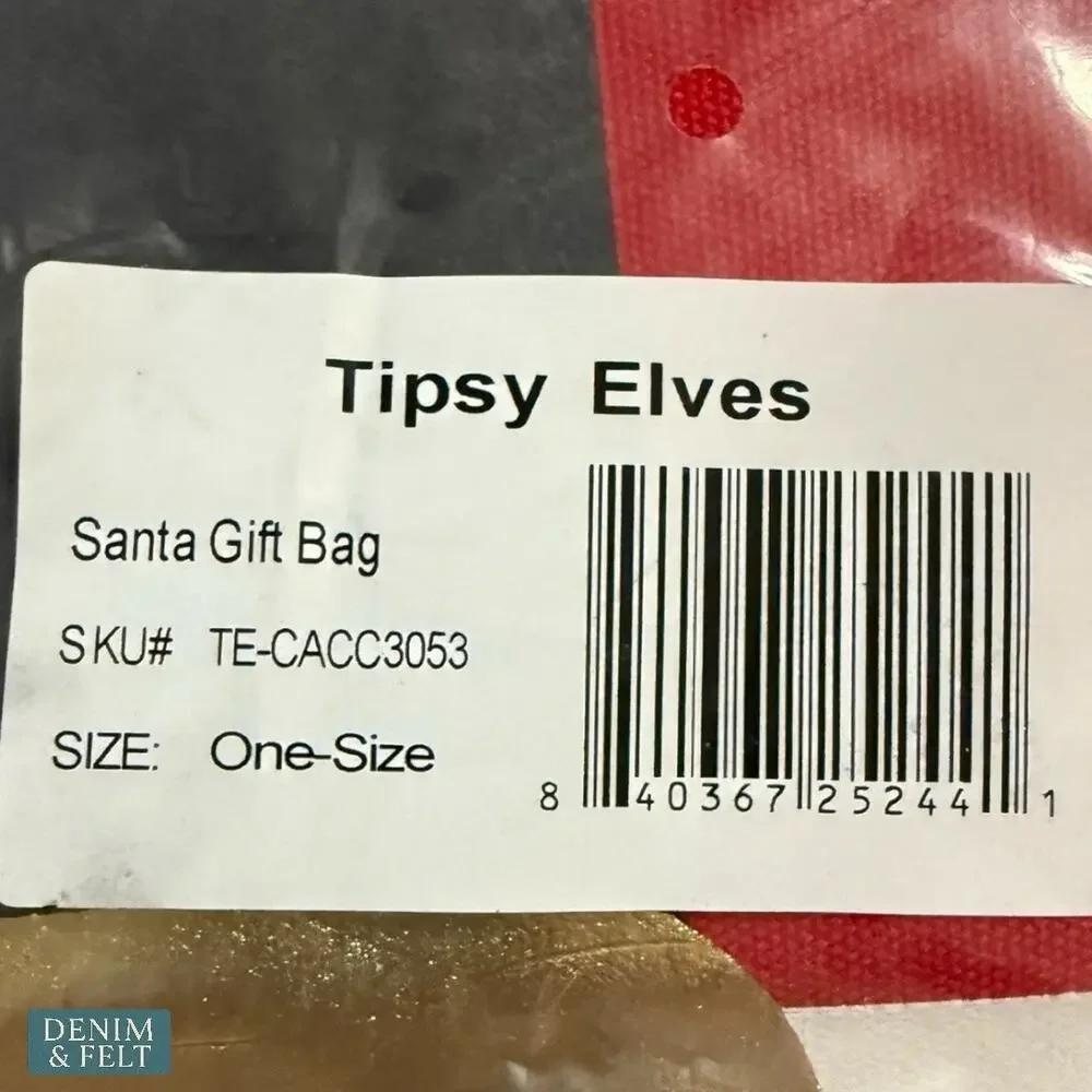 NEW‎ Tipsy Elves Oversized Santa Gift Bag Reusable Holiday Christmas Plush Sack